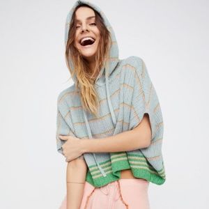 NWOT Free People Striped Shimmer Poncho Hoodie
